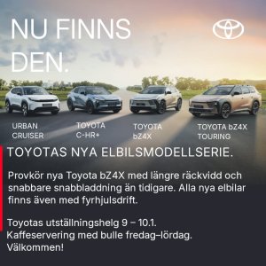 Välkommen till Toyotas utställningshelg 9 – 10.1 🚗✨