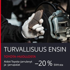 Aidot Toyota-jarrulevyt ja -jarrupalat tuovat lisää turvaa ajamiseen. Ne on suunniteltu juuri sinun Toyota-malliasi varten. Jarr...